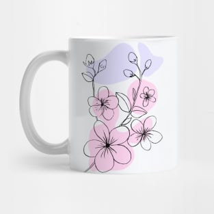 One Line Art Cherry Blossom Flowers Mug